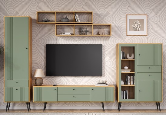 «Вега Саксония» Шкаф-пенал Серо-зеленый «Вега Саксония» Шкаф-пенал Серо-зеленый