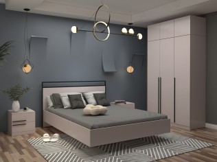 Спальный гарнитур «Николь» (Ивару) Кашемир/Черный Спальный гарнитур «Николь» (Ивару) Кашемир/Черный