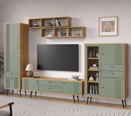 «Вега Саксония» Модульная мебель для гостиной Серо-зелёный «Вега Саксония» Модульная мебель для гостиной Серо-зелёный